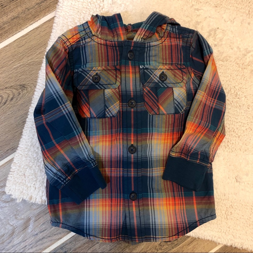 Tea Collection Plaid Button Hoodie